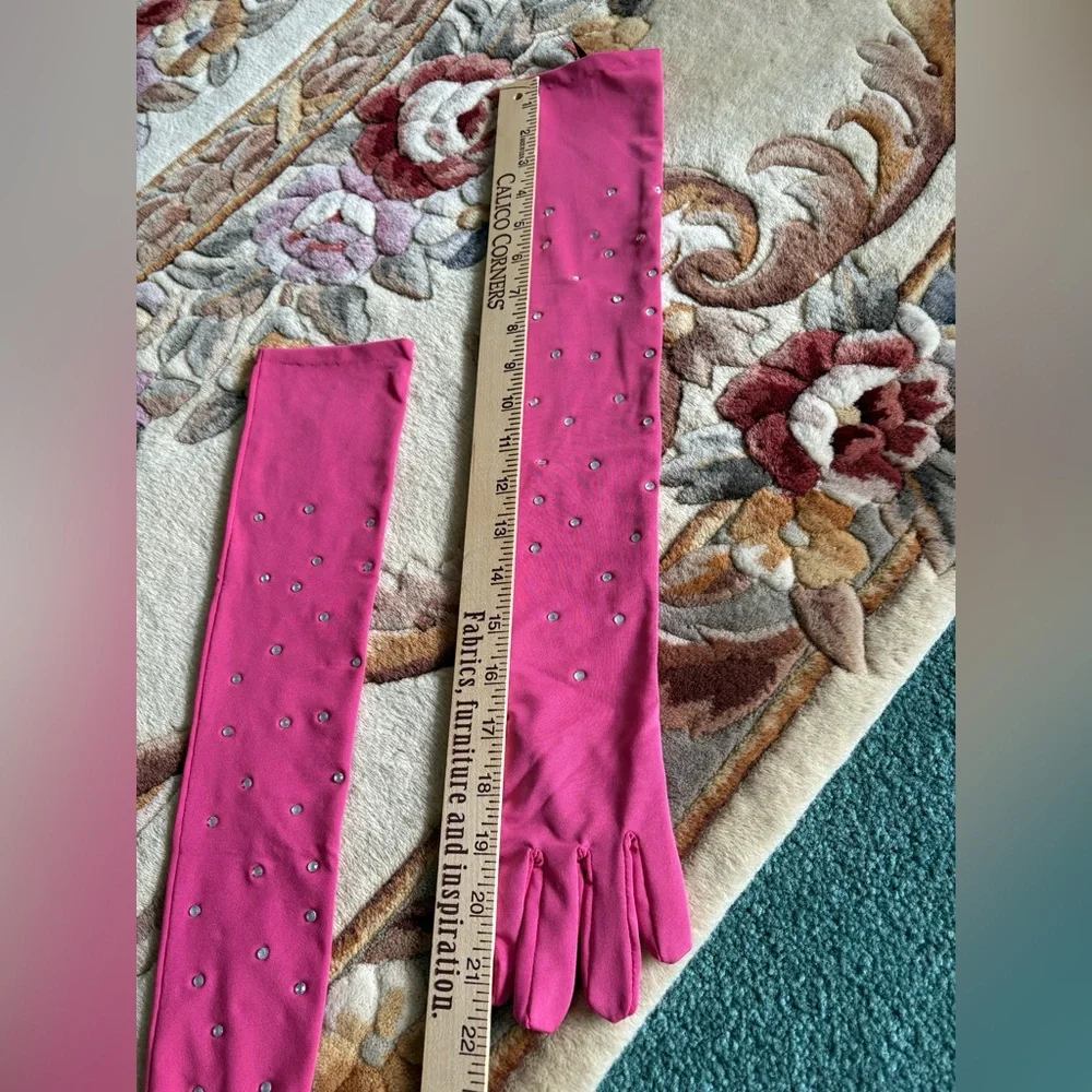 Victoria’s Secret  Hot Pink Embellished Long Women's Gloves - Picture 2 of 5